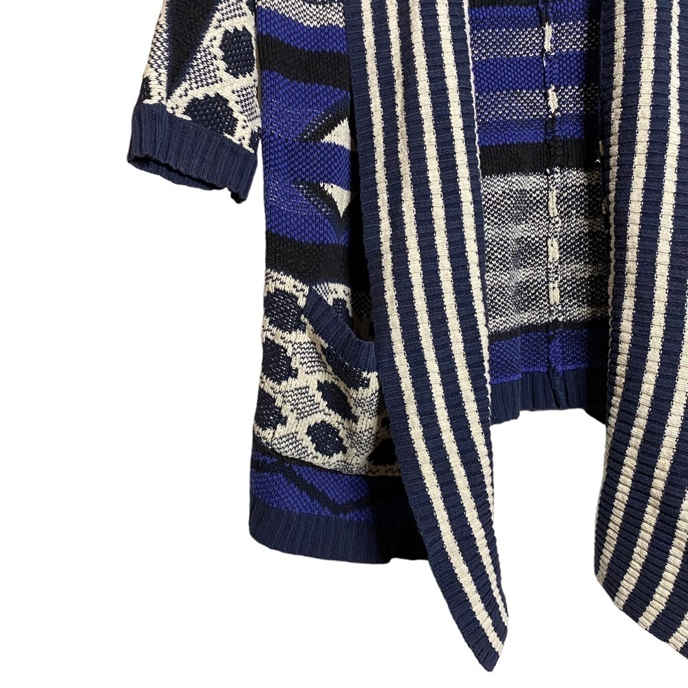 Lucky Brand Aztec Tribal Open Front Cardigan Pockets Oversized Drop Shoulders M - Picture 5 of 15